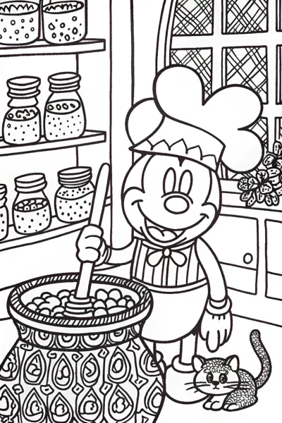 Mickey Mouse’s Magical Kitchen Adventure Coloring Page