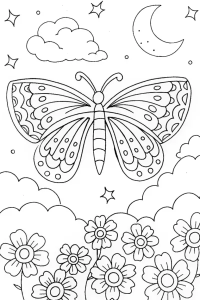 Wings of Whimsy: The Butterfly’s Dream Coloring Page
