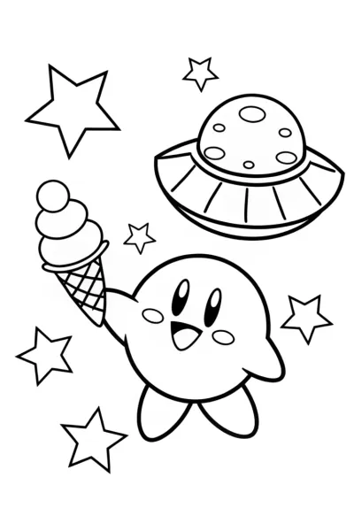 Kirby’s Cosmic Cool Down Coloring Page