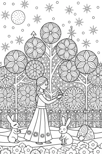 Elsa’s Enchanted Ice Lantern Festival Coloring Page