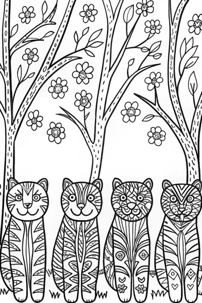 Enchanted Panther Parade Coloring Page
