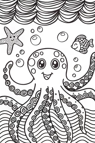 Cheerful Octopus Coloring Page
