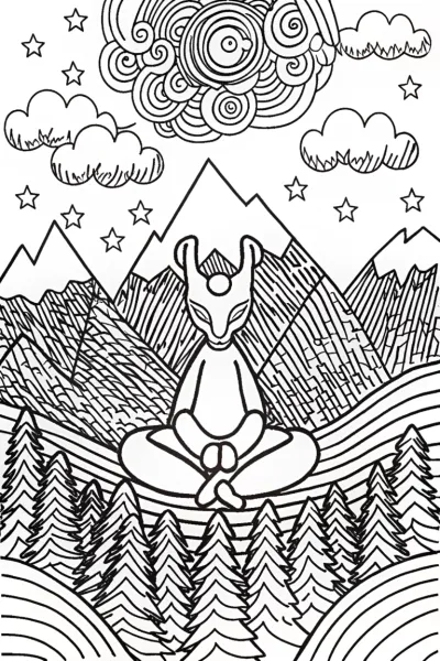 Mewtwo’s Tranquil Moment Coloring Page
