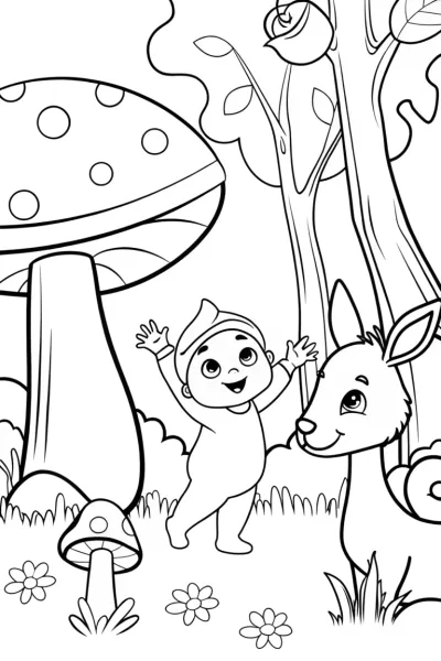 Baby’s Cozy Forest Adventure Coloring Page