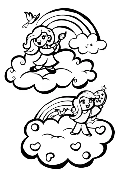 Barbie’s Dreamy Cloud Adventure Coloring Page
