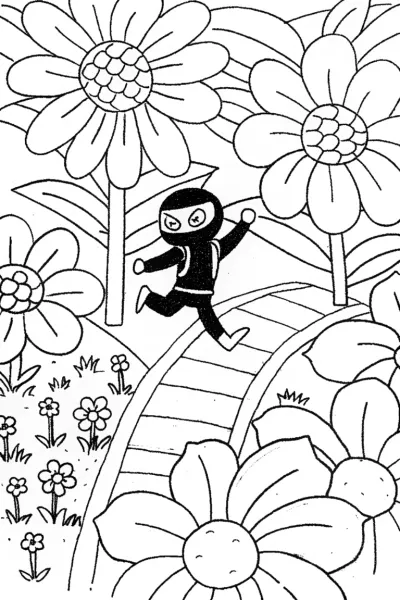 Ninja’s Colorful Escape Through the Flower Garden