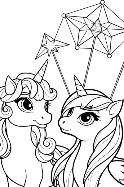 Unicorns crafting celestial kites