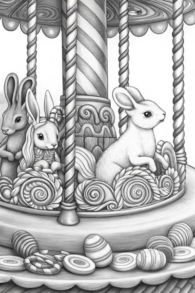 Bunnies on a candy carousel