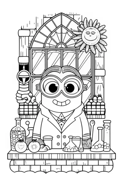 Minion’s Inventive Laboratory Coloring Page