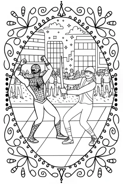 Miles Morales Dance Battle Coloring Page