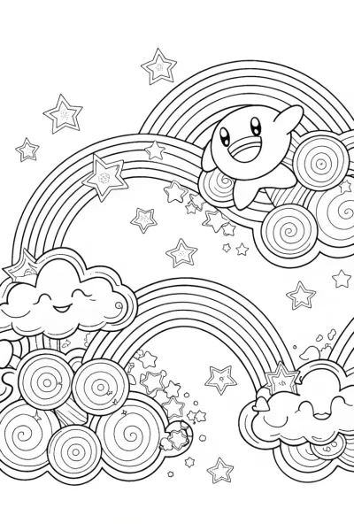 Kirby’s Galactic Adventure Coloring Page