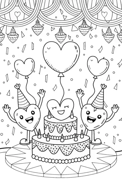 Heartfelt Celebration Coloring Page
