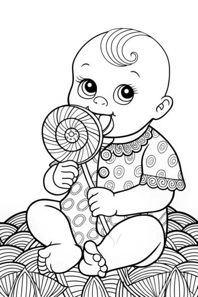 Baby enjoying a lollipop