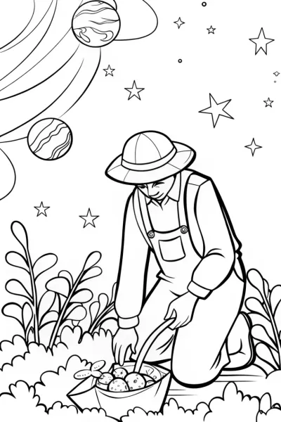 Celestial gardener in a cosmic garden
