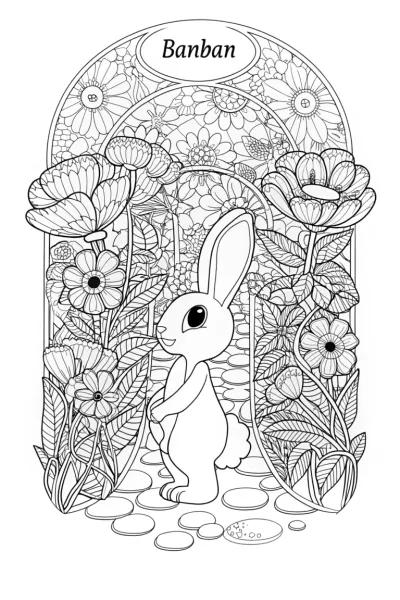 Banban’s Flower Puzzle Adventure Coloring Page