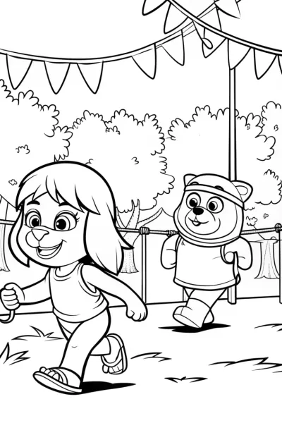 Bluey and Bingo’s Spectacular Sports Day Coloring Page