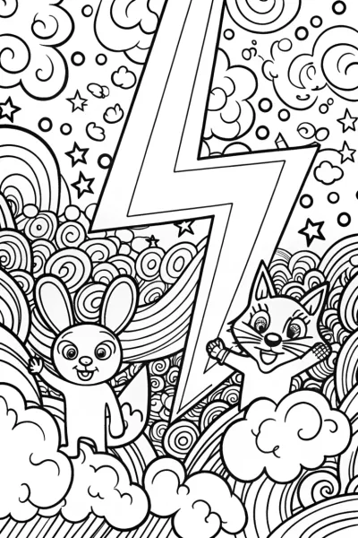 Lightning Labyrinth Adventure Coloring Page
