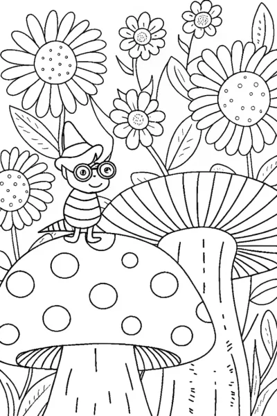 The Enchanted Garden of the Caterpillar Coloring Page