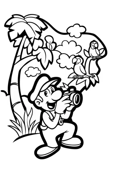 Luigi the Wildlife Photographer Coloring Page