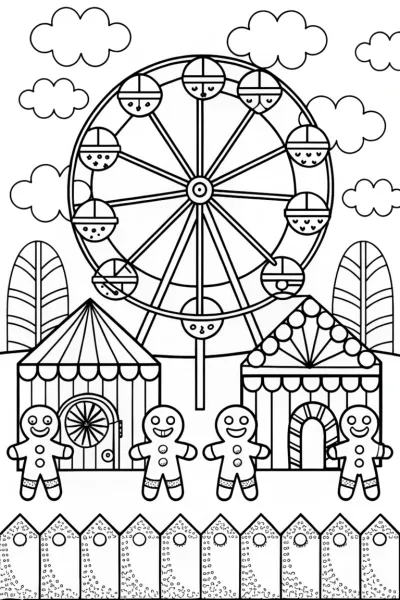 Gingerbread Carnival Extravaganza Coloring Page
