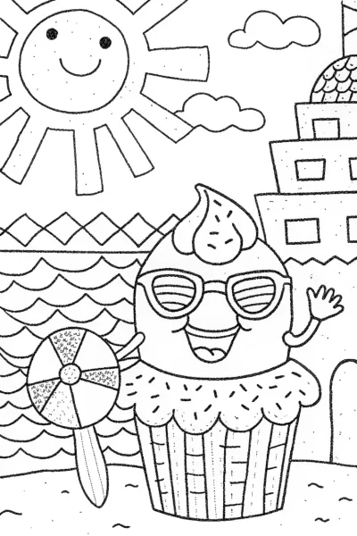 Shopkins Day at the Beach Coloring Page