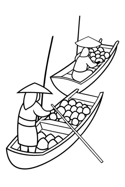 Ninja exploring a floating market