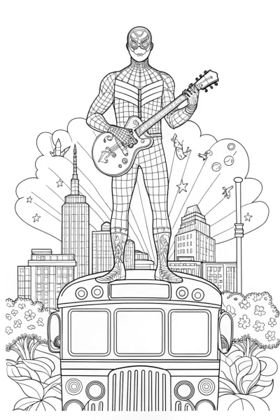 Miles Morales Music Coloring Page