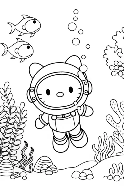 Hello Kitty’s Fantastic Underwater Adventure Coloring Page