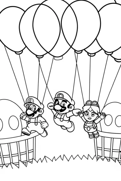 Mario and friends balloon race