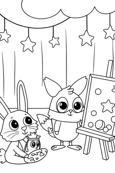 Rainbow Friends in a Dreamy Workshop Coloring Page