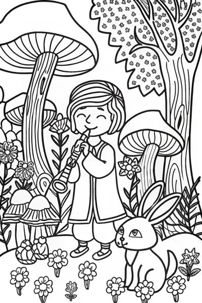 Creeper’s Melody in the Enchanted Forest Coloring Page