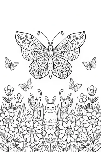 Butterfly Garden Dance Coloring Page