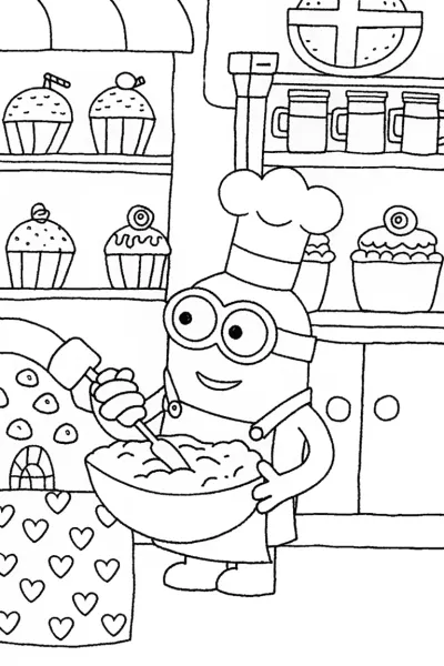 Minion’s Magical Bakery Adventure Coloring Page