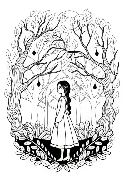 Wednesday Addams in an enchanted forest