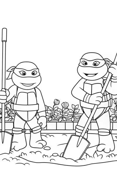 Teenage Mutant Ninja Turtles gardening