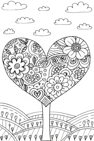 Heartfelt Nature: A Floral Adventure in Coloring
