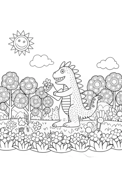 Godzilla’s Grand Garden Adventure Coloring Page