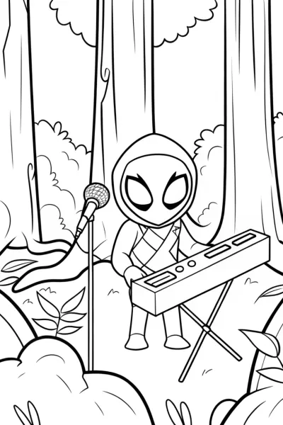 Venom playing music in the forest