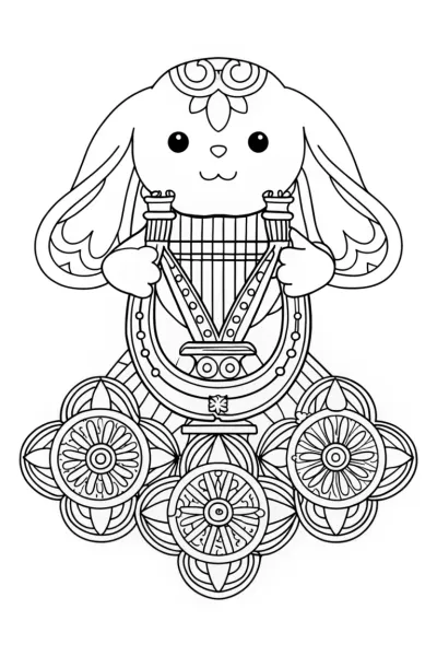 Cinnamoroll playing a harp