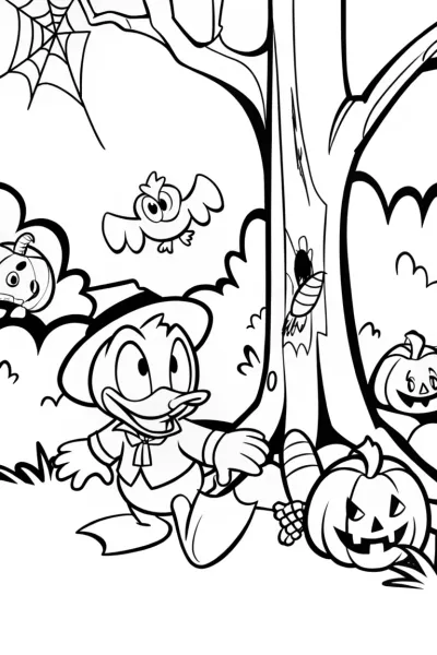 Donald Duck’s Haunted Treats Adventure Coloring Page