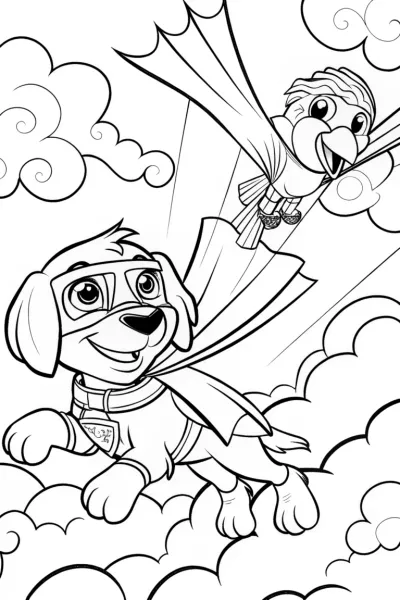 Superhero Pets: Sky Rescue Squad Coloring Page