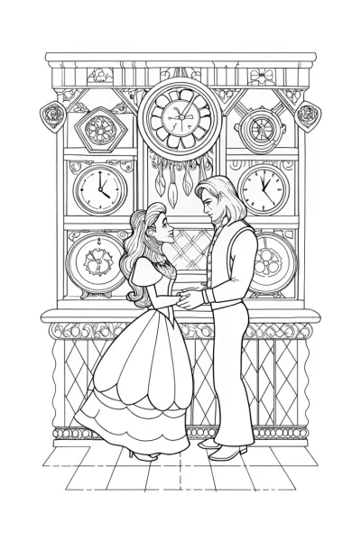 Belle and Beast in the clockmaker’s workshop