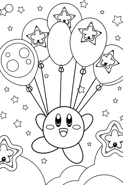 Kirby’s Galactic Balloon Festival Coloring Page