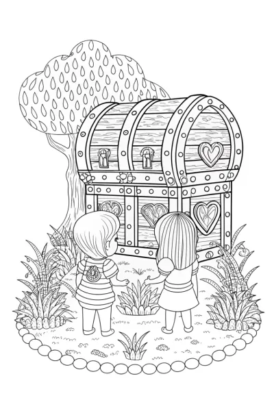 Children discovering a heart time capsule