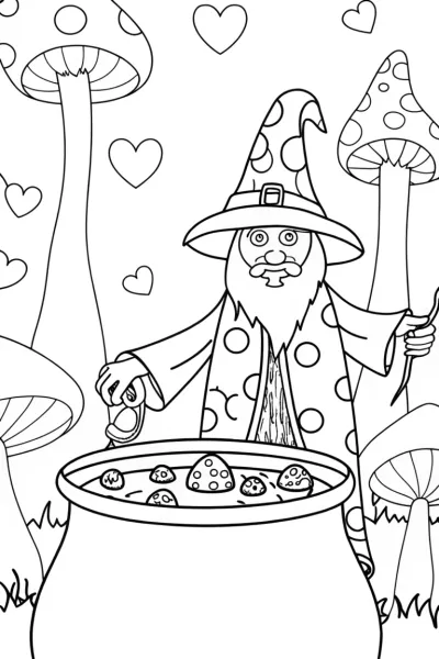 Wizard brewing a love potion