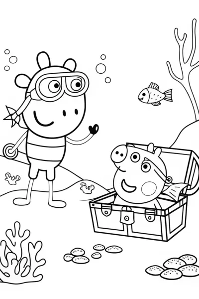 Peppa Pig’s Underwater Treasure Hunt Coloring Page