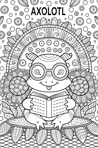 Axolotl’s Underwater School Adventure Coloring Page