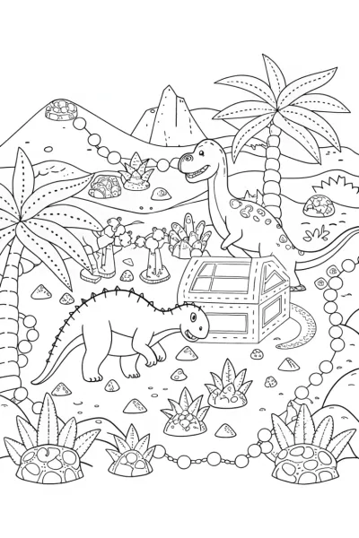 Dinosaur treasure hunt scene