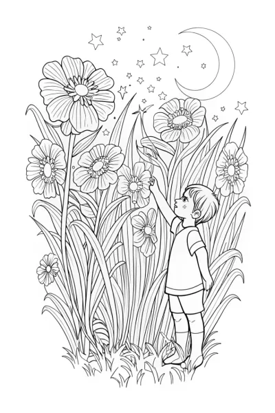 Summer Adventure with Fireflies Coloring Page