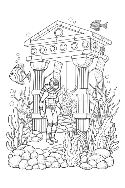 Ninja exploring an underwater temple